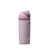 Owala FreeSip Lilac front view showing bottle and locked lid for easy transport