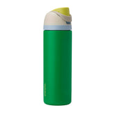 Owala FreeSip front view showing 24 oz bottle and playful putting green color, highlights portability