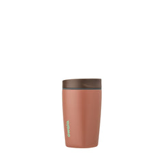 Owala vaso frontal Cozy Cocoa mostrando tapa a prueba de fugas y diseño ergonómico