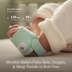 Owlet Dream Sock close-up on foot sensor showing soft fit for comfortable wear