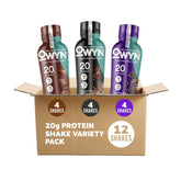 OWYN front packaging showing variety pack and clean-label benefits