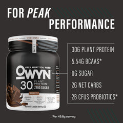 OWYN detalle de la textura del polvo mostrando mezcla suave y fácil disolución