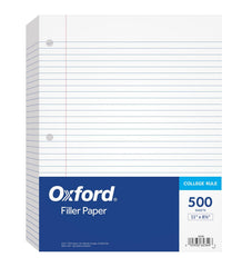 Oxford paquete frontal mostrando 500 hojas y ventaja de stock