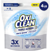 OxiClean frente del empaque mostrando bolsa resellable y marca para almacenamiento práctico
