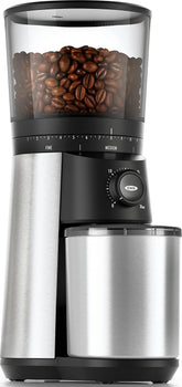 OXO Brew front view showing silver body and compact footprint for countertop convenience