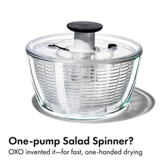 OXO close-up of pump highlights soft non-slip grip for effortless spinning