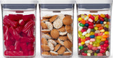 OXO container front packaging showing clear walls and compact size for tidy counters