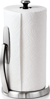 OXO SimplyTear front view on counter showing stable base and roll, keeps towels handy