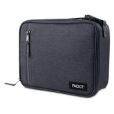 PackIt City Charcoal front view showing zip closure and buckle handle for easy carry