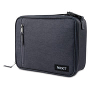 PackIt City Charcoal front view showing zip closure and buckle handle for easy carry
