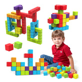 Pairez Toys frente del paquete con cubos grandes y colores vibrantes, seguro y atractivo
