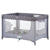 Pamo babe vista frontal de la cuna plegable con diseño gris, portátil y segura