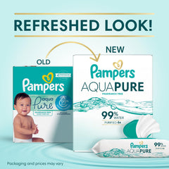 Close-up of Pampers Aqua Pure flip-top cap keeping wipes moist for easy dispensing