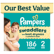 Pampers Swaddlers front packaging showing fragrance-free benefit