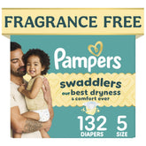 Pampers Swaddlers front pack image showing count and fragrance-free benefit