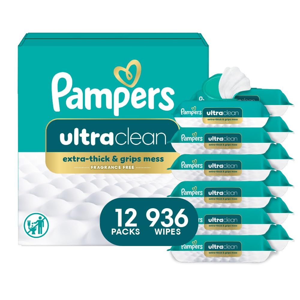 Pampers showing front pack for shelf convenience and quick grab