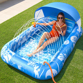 PanAdventure vista frontal del flotador inflable mostrando tamaño y diseño, comodidad clara