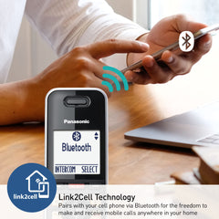 Panasonic base station with handset illustrating compact setup and central docking