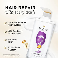 Textura espumosa del champú Pantene mostrando limpieza suave y ligera