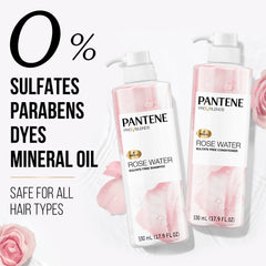 Pantene espuma de shampoo Rose Water en mano, limpieza suave que no reseca