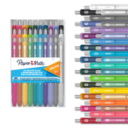 Paper Mate packaging frontal mostrando los 30 bolígrafos con variedad de colores