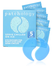 Patchology empaque frontal mostrando cinco pares y beneficio refrescante