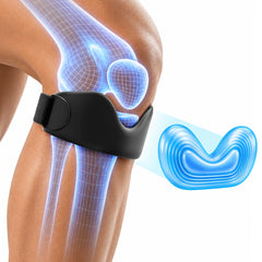 Patella Stryde vista frontal del pack mostrando las dos bandas y beneficios de soporte