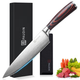 PAUDIN front view of chef knife showing balanced design and clean cutting edge