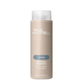 Paul Mitchell envase frontal mostrando la marca y beneficio limpieza