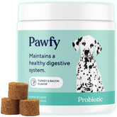 Pawfy front packaging showing 30 chews and product benefit