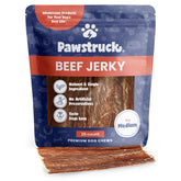 Pawstruck front packaging showing beef jerky treats and benefits