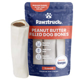 Pawstruck hueso relleno frontal mostrando pack de tres, diversión duradera