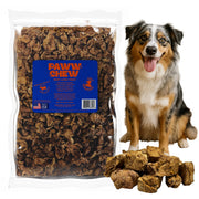 PAWW CHEW envase frontal claro que muestra pulmón de res, calidad y confianza