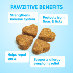 Masticable Pawzitive Pets en mano para comparar tamaño y dosificación visual