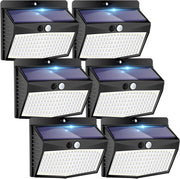 Peasur front view of six solar lights showing compact design and easy placement
