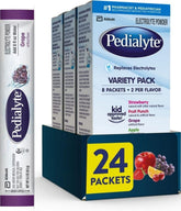 Pedialyte front packaging variety pack showing flavors and benefits