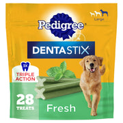 Pedigree empaque frontal con 28 unidades mostrando producto y ventaja higiene