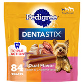 Pedigree Dentastix paquete frontal mostrando 84 unidades y beneficios dentales