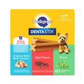 Pedigree Dentastix paquete frontal muestra la presentación grande y beneficios