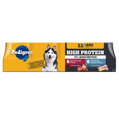 Pedigree lata frente mostrando la etiqueta y conveniencia del envase