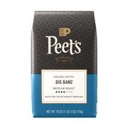 Peet's Coffee empaque Big Bang al frente mostrando bolsa de 18 onzas, atractivo visual