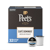 Peet's Café Domingo caja frontal mostrando 32 cápsulas y beneficio conveniencia