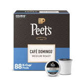 Peet's front packaging showing Café Domingo boxes and clear branding, suggests reliable supply