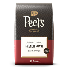 Peet's Coffee frente del paquete French Roast mostrando diseño y tamaño