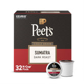 Peet's caja frontal Sumatra mostrando cápsulas y diseño, beneficio: lectura clara del origen