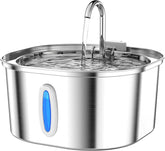 PEKTACO stainless-steel fountain front view showing durable design and hygienic benefit