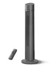 PELONIS front view of 40-inch tower fan showing slim design and wide airflow benefit