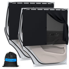 PEMOTech vista frontal del paquete mostrando 2 cortinas, protección instantánea