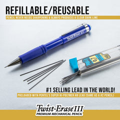 Pentel Twist-Erase III detalle de la punta protectora que reduce roturas de mina
