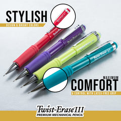 Pentel Twist-Erase III lápiz en acción sobre papel demostrando trazo preciso y control
